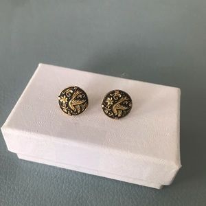 NWOT Spanish Damascene Stud Earrings (14K gold)